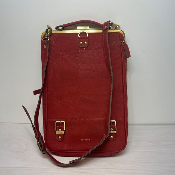 La Flore Paris bobobark Vegan Cork Skin Convertible Backpack Purse Cognac Red - Picture 1 of 14